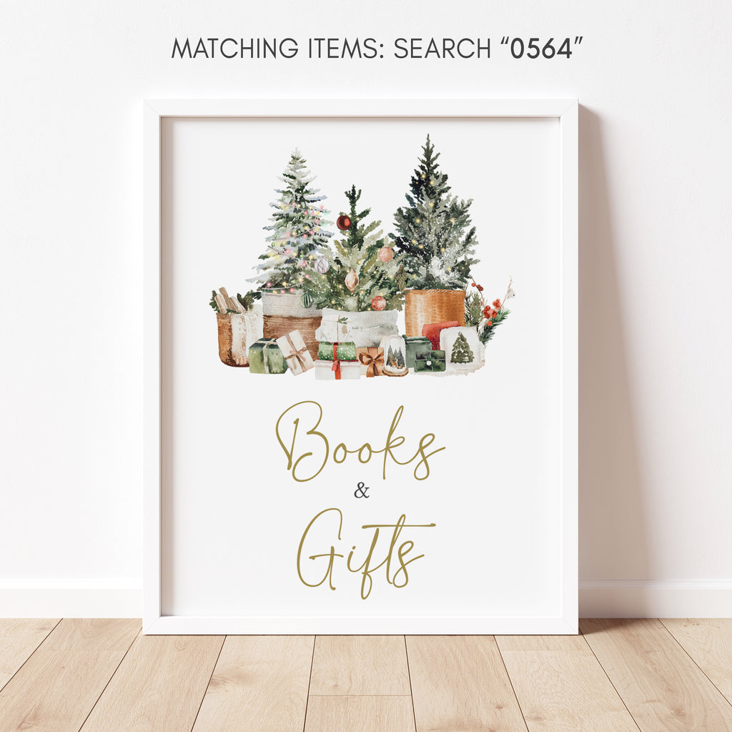 Christmas Tree Baby Shower Books and Gifts Sign