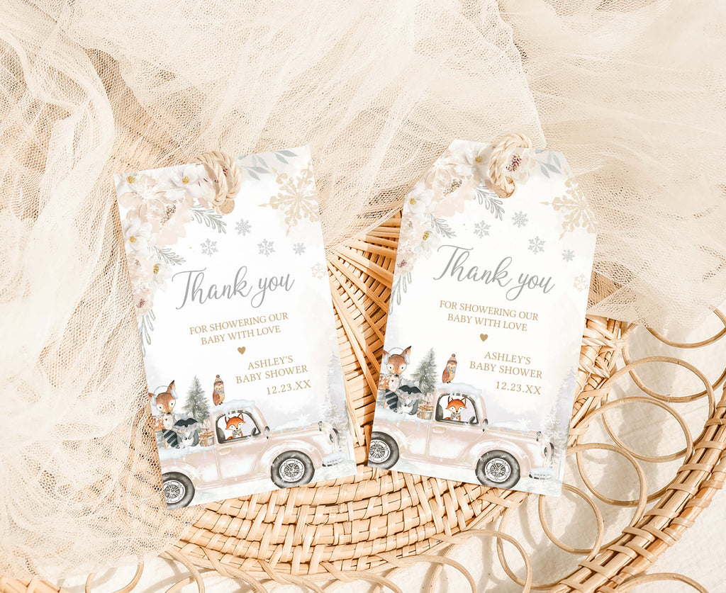 Gender Neutral Winter Woodland Baby Shower Favor Tag