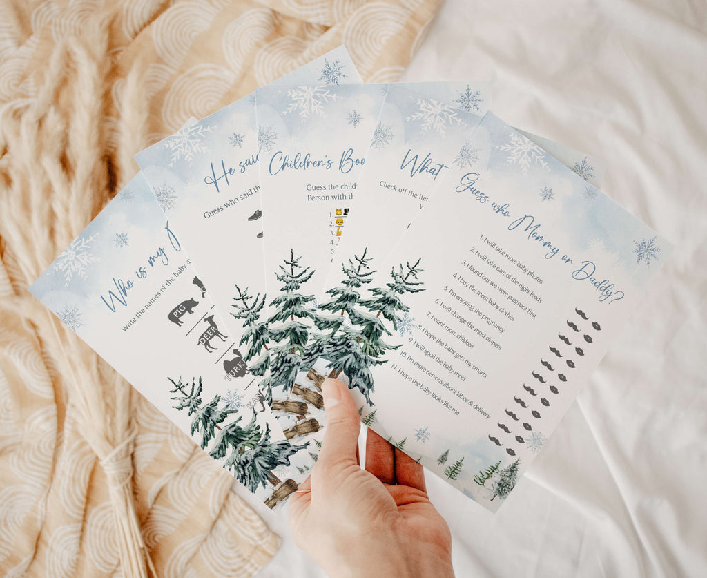 Blue Baby It's Cold Outside Baby Shower Games Bundle