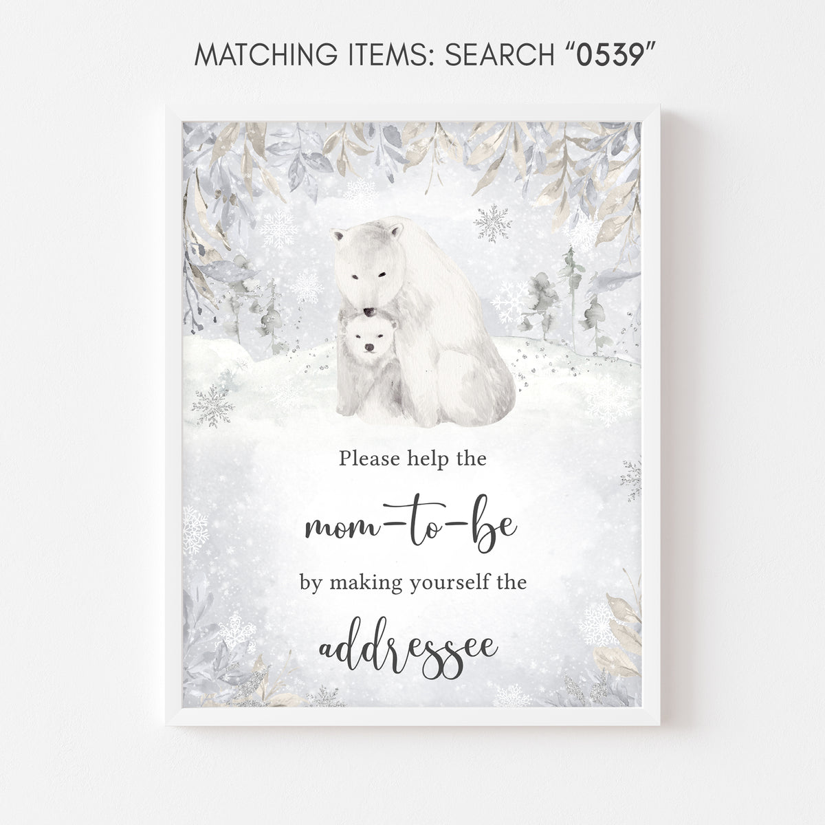Winter Polar Bear Baby Shower Envelope Station Sign – Cuddle Palette