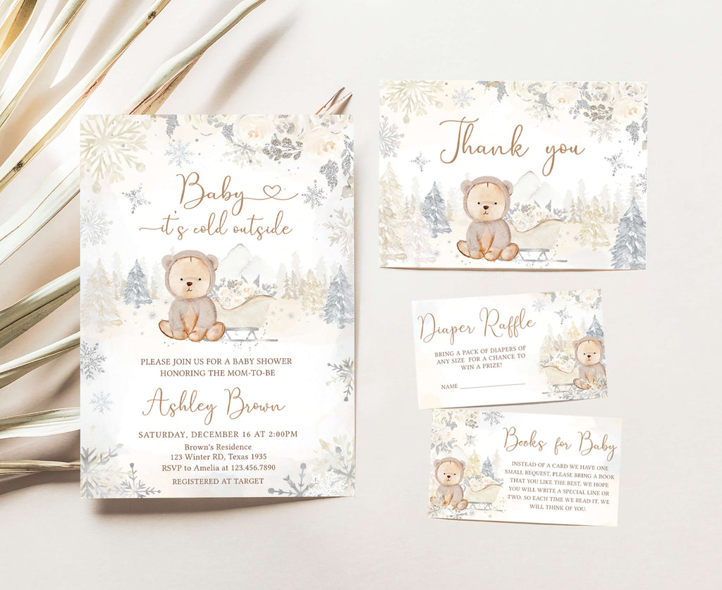 Winter Bear Baby Shower Invitation Set