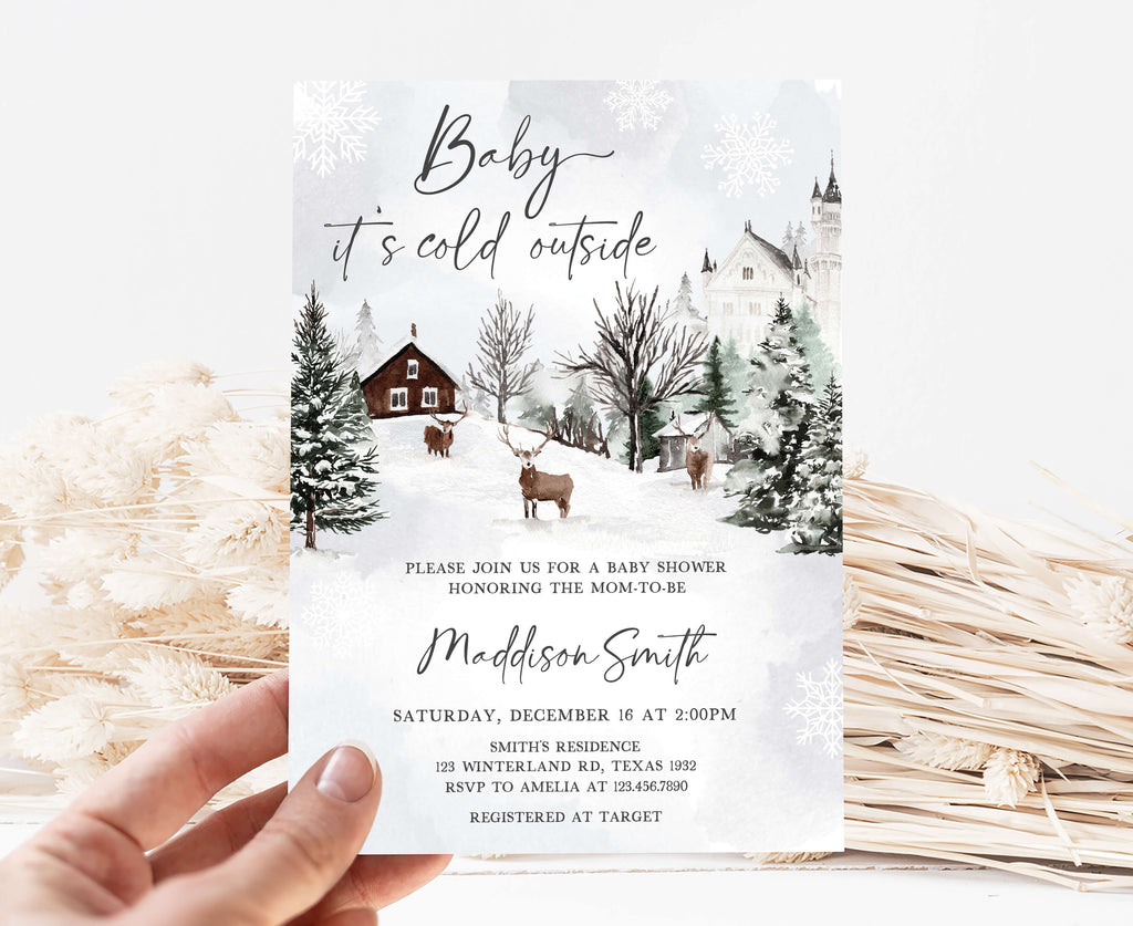 Baby It's Cold Outside Winter Woodland Baby Shower Invitation