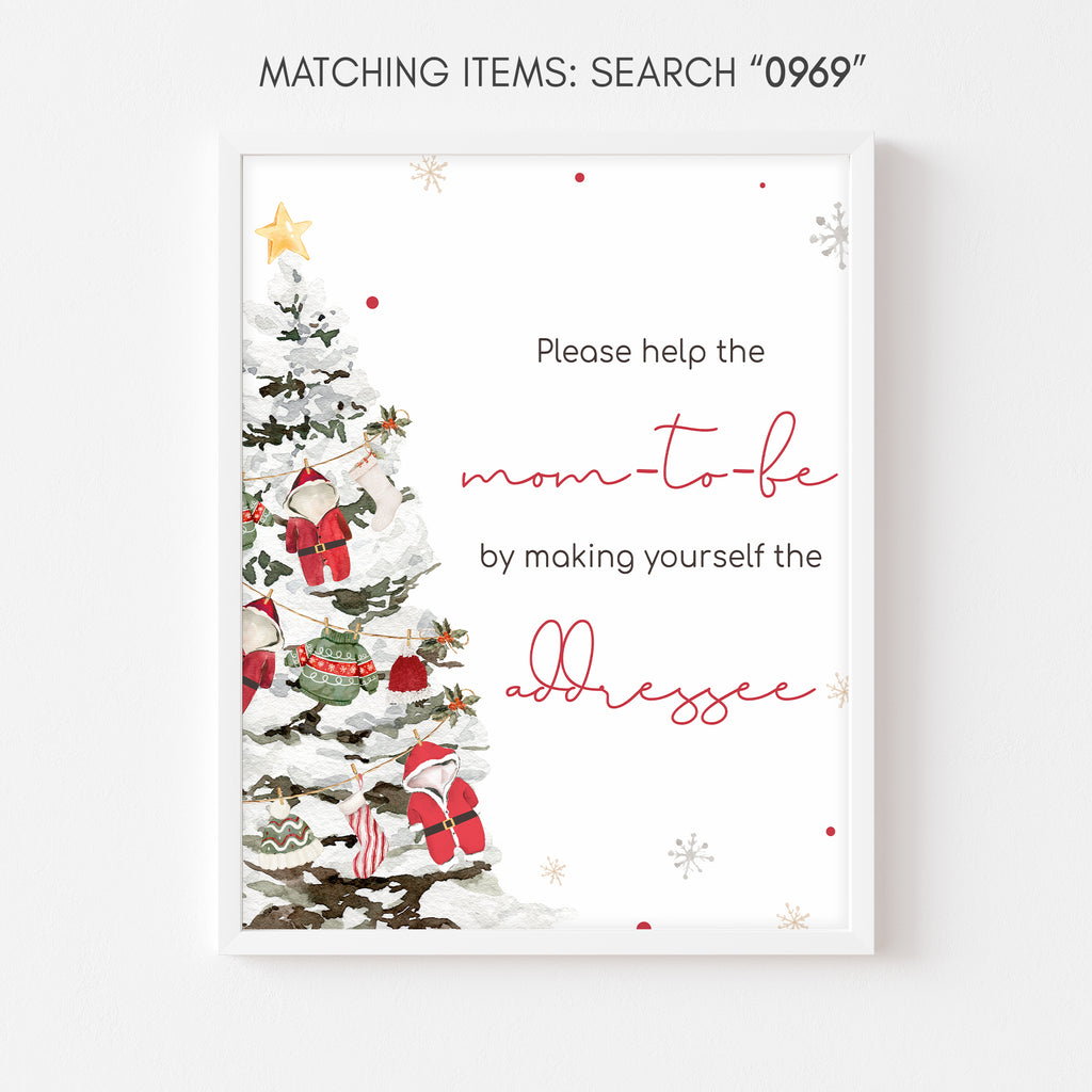 Christmas baby shower envelope station sign | Santa Baby holiday printable decor
