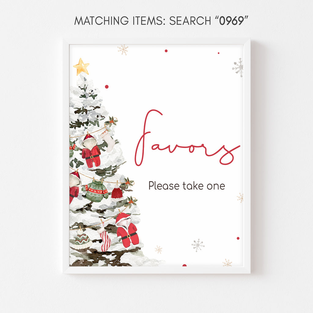 Santa Baby favors sign | Christmas themed baby shower holiday favor table printable