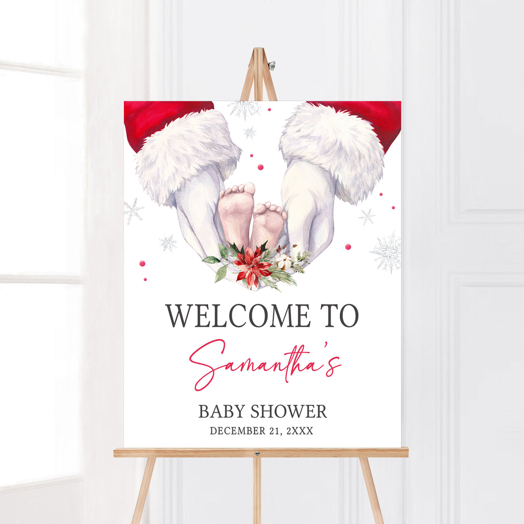 Festive Christmas baby shower welcome sign, holiday printable gender neutral party decoration