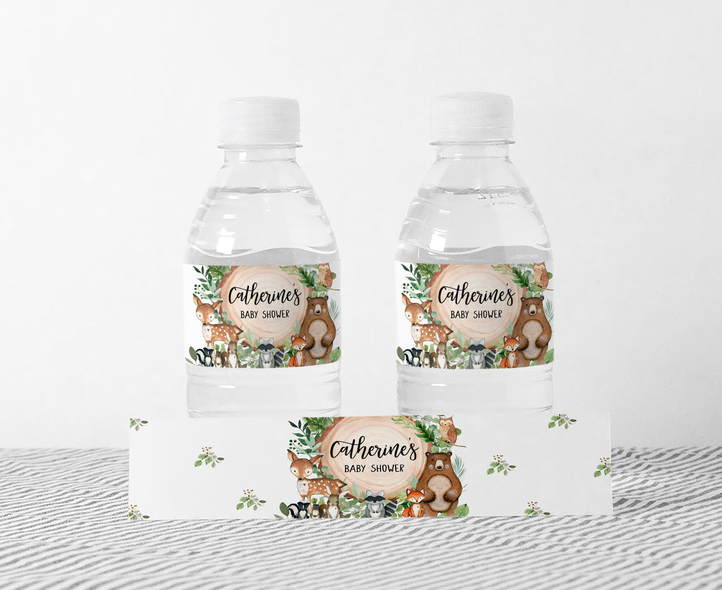 Woodland Baby Shower Bottle Label