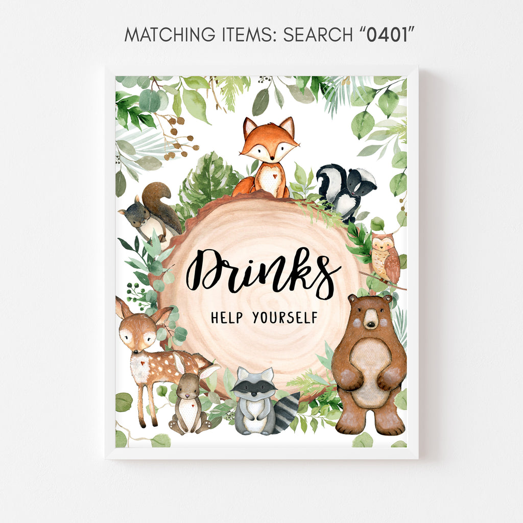 Woodland Baby Shower Drinks Sign