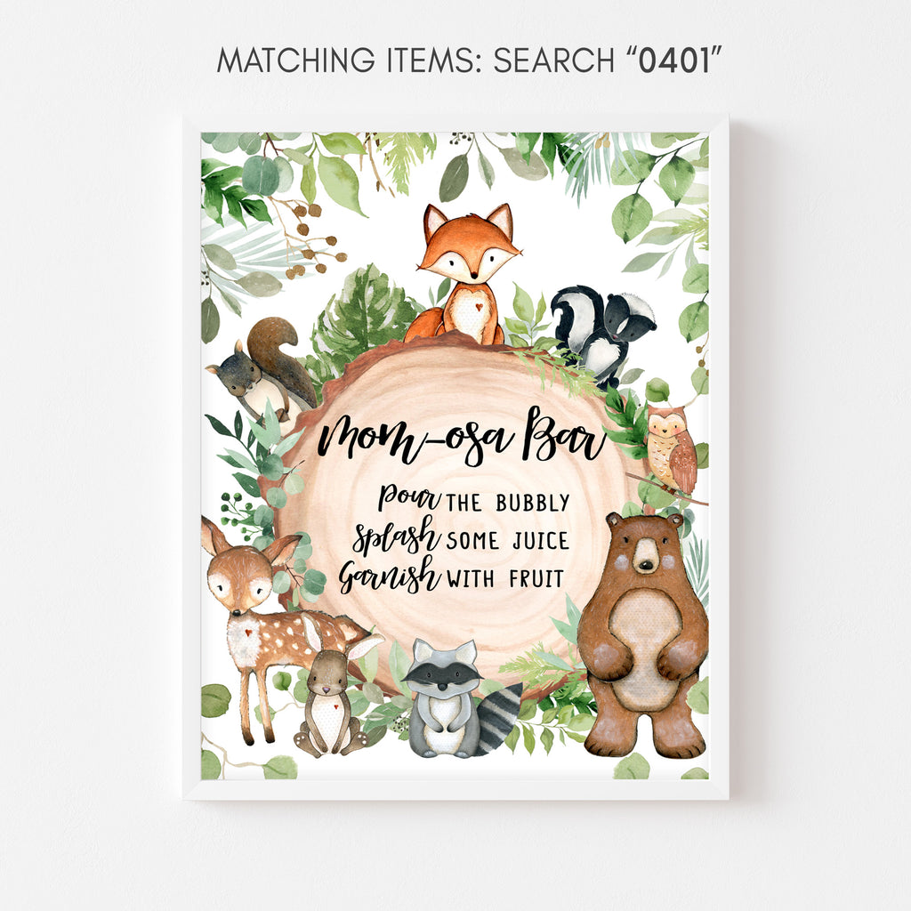 Woodland Baby Shower Mom Osa Bar Sign